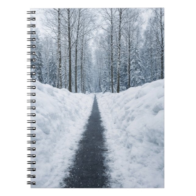Nebeliger Winterwaldweg Winterlandschaft Notizblock (Vorderseite)