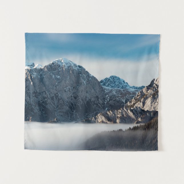 Nebelmeer und schneebedeckte Berge Wandteppich (Vorderseite (Horizontal))