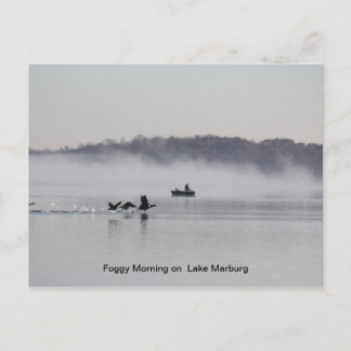 Nebelmorgens am See Postkarte