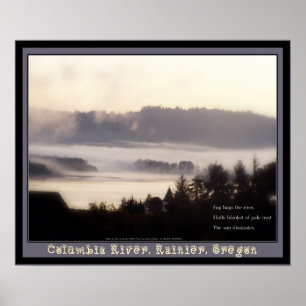 Nebelsonnenaufgang Columbia River Rainier Oregon 2 Poster