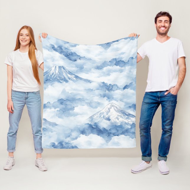 Nebelspitzen – Wasserfarben-Gebirgslandschaft (10) Fleecedecke (Beispiel)