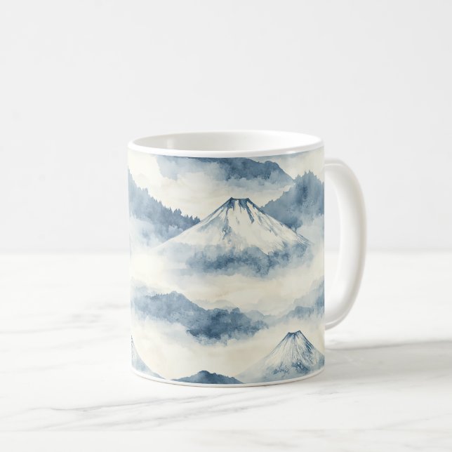 Nebelspitzen – Wasserfarben-Gebirgslandschaft (9) Kaffeetasse (VorderseiteRechts)