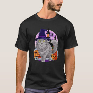 Nebelung Cat Niedlich Halloween Hexenkürbis T-Shirt
