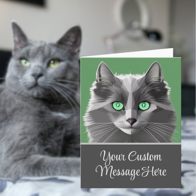 Nebelung Gray Cat Face - jeder Text zur Nachrichte (Von Creator hochgeladen)