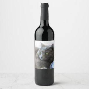 Nebelung Katze Weinetikett