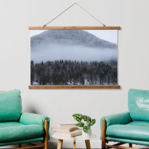 Nebelwald Wandteppich Mit Holzrahmen