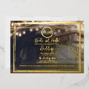 Nebelwaldlichter Elegante Moderne Hochzeit Gold Folieneinladung