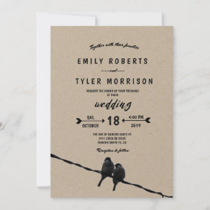 © Neben Ihnen Rustic Love Birds Arrow Hochzeit Einladung