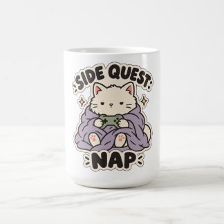 Nebenquest-Nickerchen-Verschlafener-Gamer-Katze Kaffeetasse