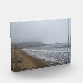 Nebliger Morgen am South Bay Beach, Scarborough Fotoblock