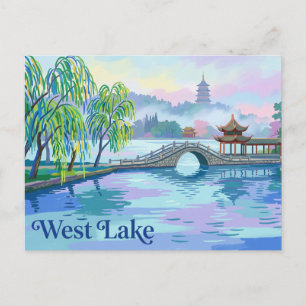 Nebliger Morgen Hangzhou Westsee China Postkarte