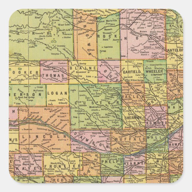 Nebraska 2 quadratischer aufkleber (Vorderseite)