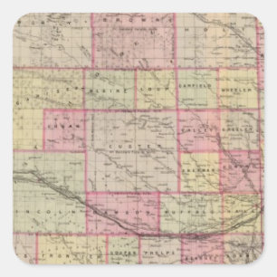 Nebraska 3 quadratischer aufkleber