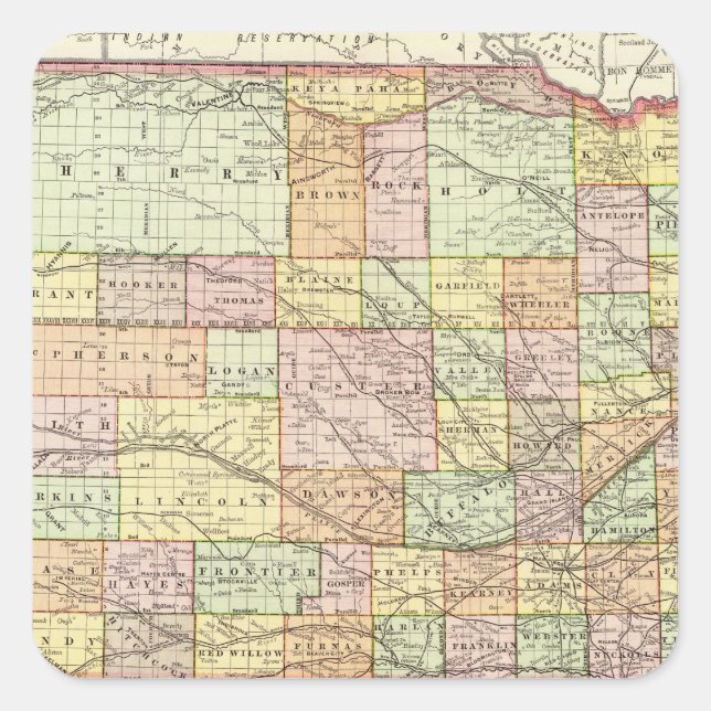 Nebraska 4 quadratischer aufkleber (Vorderseite)