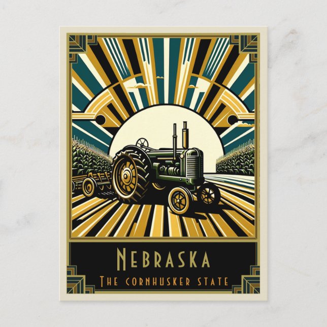 Nebraska | Art Deco Postkarte (Vorderseite)