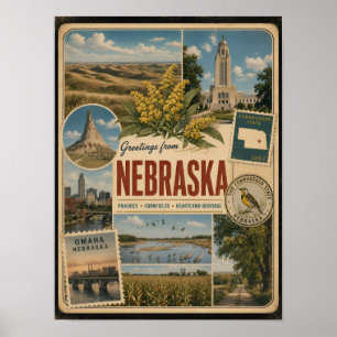 Nebraska Authentischer Vintage-Stil Poster