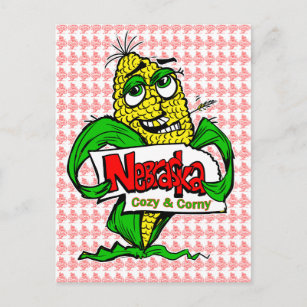 Nebraska Cartoon Corn Cob Postcard Postkarte