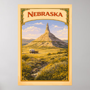 Nebraska Chimney Rock Vintage Poster