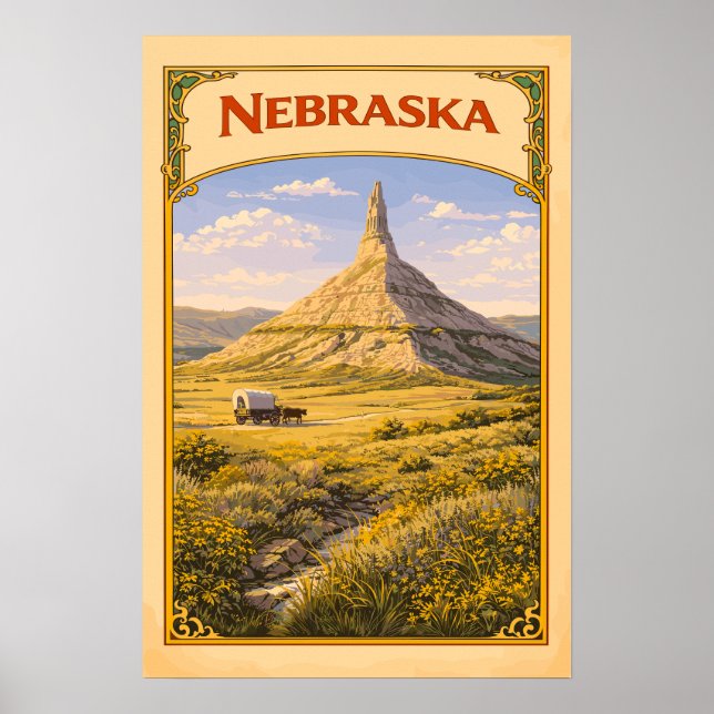 Nebraska Chimney Rock Vintage  Poster (Vorne)