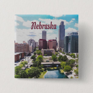 Nebraska City Skyline Omaha Button