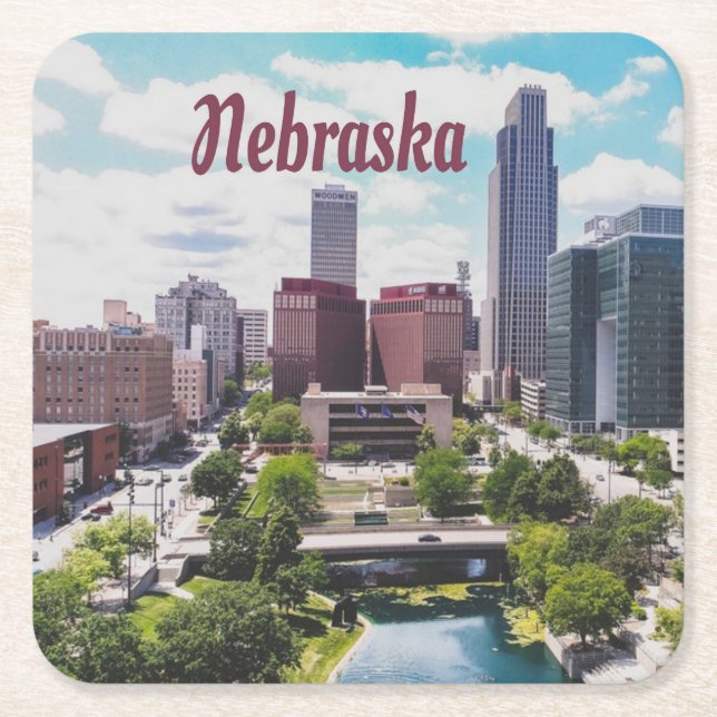 Nebraska City Skyline Omaha Rechteckiger Pappuntersetzer (Vorderseite)