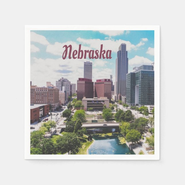 Nebraska City Skyline Omaha Serviette (Vorderseite)