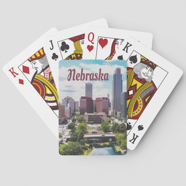 Nebraska City Skyline Omaha Spielkarten (Rückseite)