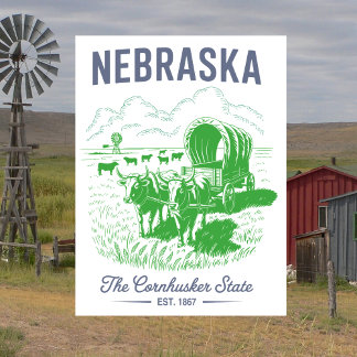 Nebraska Der Cornhusker Staat Est. 1867 Oxen Postkarte