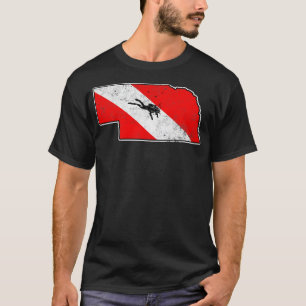 Nebraska Dive Flag Scuba Diving Staat Karte Tauchf T-Shirt