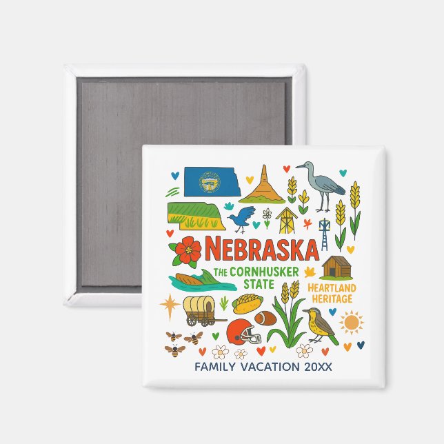 Nebraska Family Trip Keepsake Custom Magnet (Vorderseite/Rückseite)
