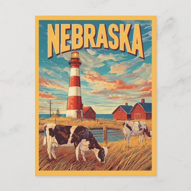 Nebraska Farm Vintage Travel Postkarte (Vorderseite)