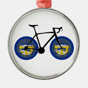 Nebraska Flag Cycling Ornament Aus Metall