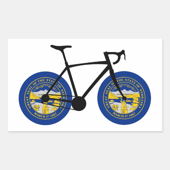 Nebraska Flag Cycling Rechteckiger Aufkleber (Vorderseite)