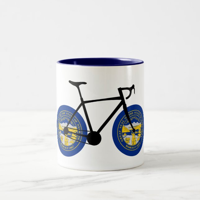 Nebraska Flag Cycling Zweifarbige Tasse (Mittel)