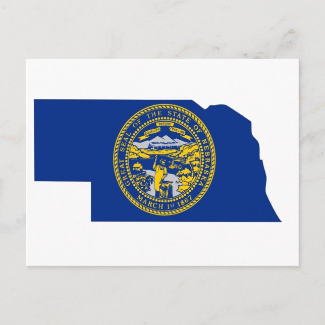 Nebraska Flag Map Postkarte (Vorderseite)