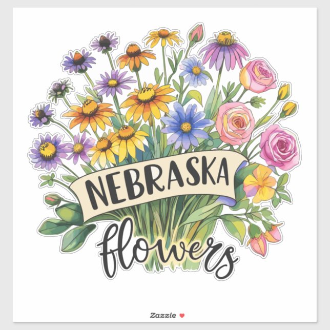Nebraska Flowers - Nebraska Wild Flowers Bloom Aufkleber (Blatt)