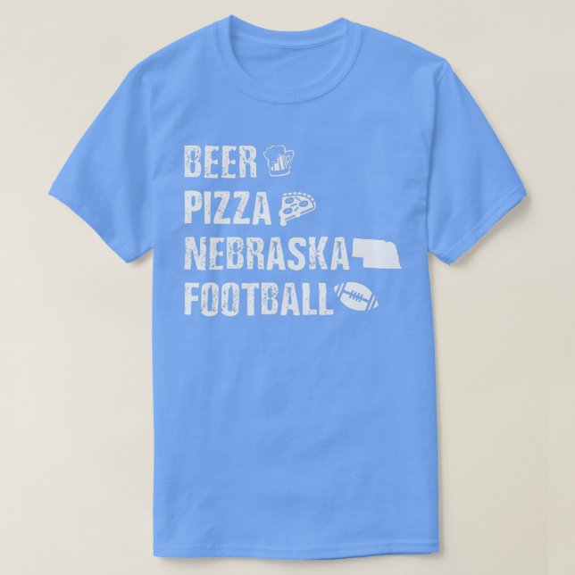 Nebraska Football Lover Geschenk Beer Pizza Nebras T-Shirt (Design vorne)