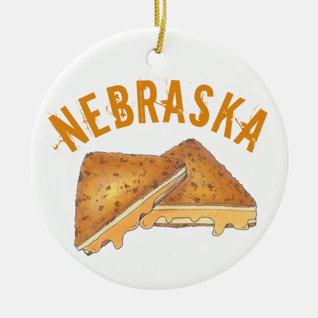 Nebraska Fried Toasted Cheese Frenchees Sandwich Keramik Ornament (Vorne)