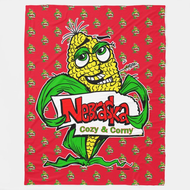 Nebraska Funny Cartoon Mais Cob Fleecedecke (Vorderseite)