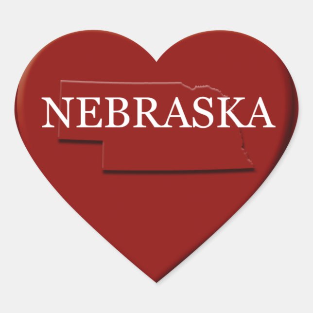 Nebraska Heart Map Design Sticker (Vorderseite)