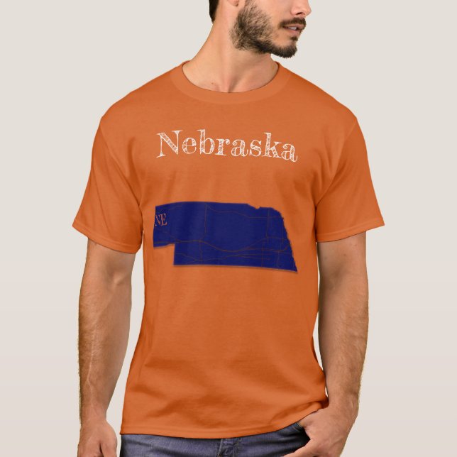 Nebraska Highways [Navy Blue Design] T-Shirt (Vorderseite)
