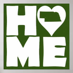Nebraska Home Heart State Poster Schild