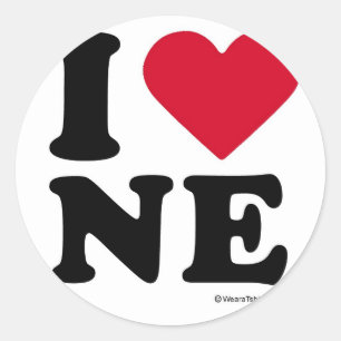 NEBRASKA - "ICH LIEBE-NE" "ICH LIEBE NEBRASKA" RUNDER AUFKLEBER
