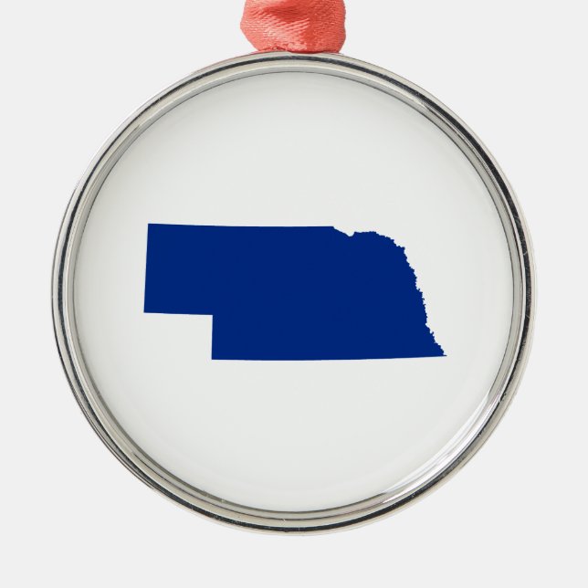 Nebraska in Blau Silbernes Ornament (Vorne)