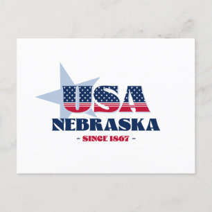 Nebraska in roter, weißer und blauer Postkarte