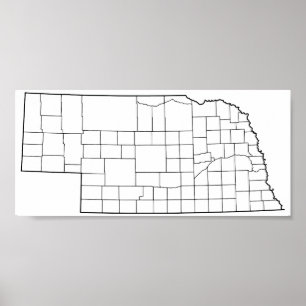 Nebraska Landkreises Leere Kontur Karte Poster