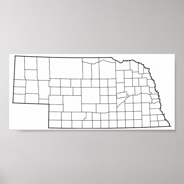 Nebraska Landkreises Leere Kontur Karte Poster (Vorne)