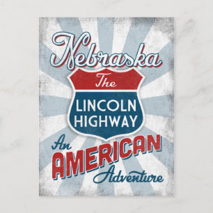 Nebraska Lincoln Highway Vintag America Postkarte