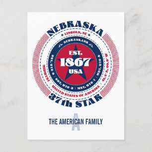 Nebraska, Lincoln, NE, Patriotic, Monogramm Postkarte