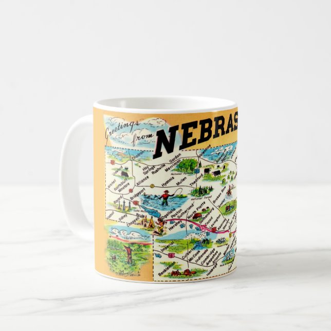 Nebraska Map-Tasse Kaffeetasse (Vorderseite Links)